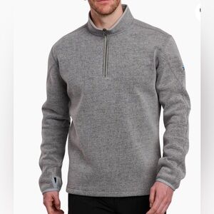Kuhl grey thermo kore Thor wool blend ribbed pullover quarter zip sweater sz XXL
